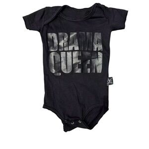 nununu Drama Queen Short Sleeve Onesie Black NWT